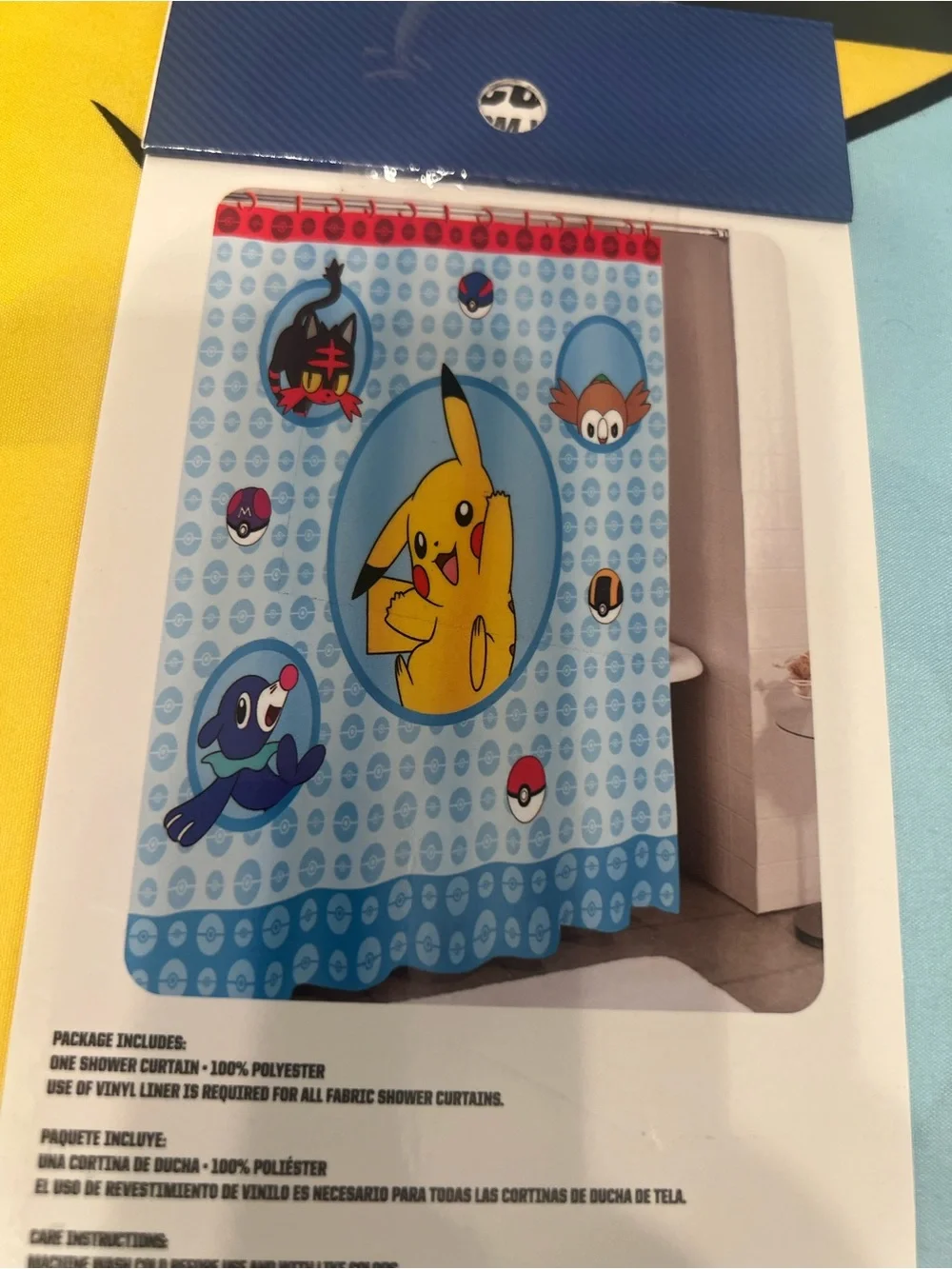Pokemon Pikachu Yellow Shower Curtain